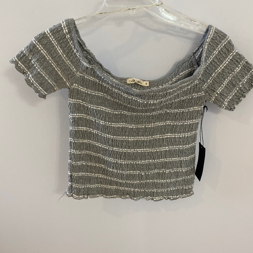 Chloe & Katie NWT gray and white stripe top